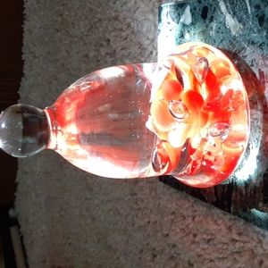 Beautiful vintage Joe st. Clair murano glass bell w peach color flowers